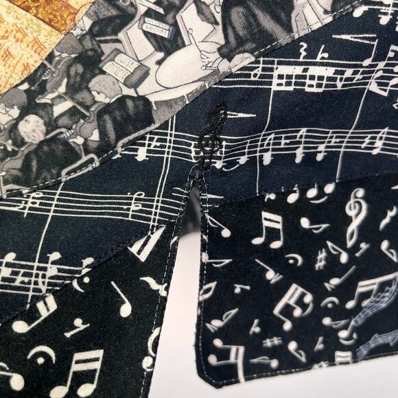 Handmade Music Vest Wearable Art Sz L Quilted Silk Musician Teacher Composer - Picture 9 of 9
